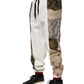 Dolce & Gabbana White Patchwork Mens Jogger Pants