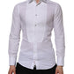 Dolce & Gabbana White Bib Cotton Poplin GOLD Formal Shirt