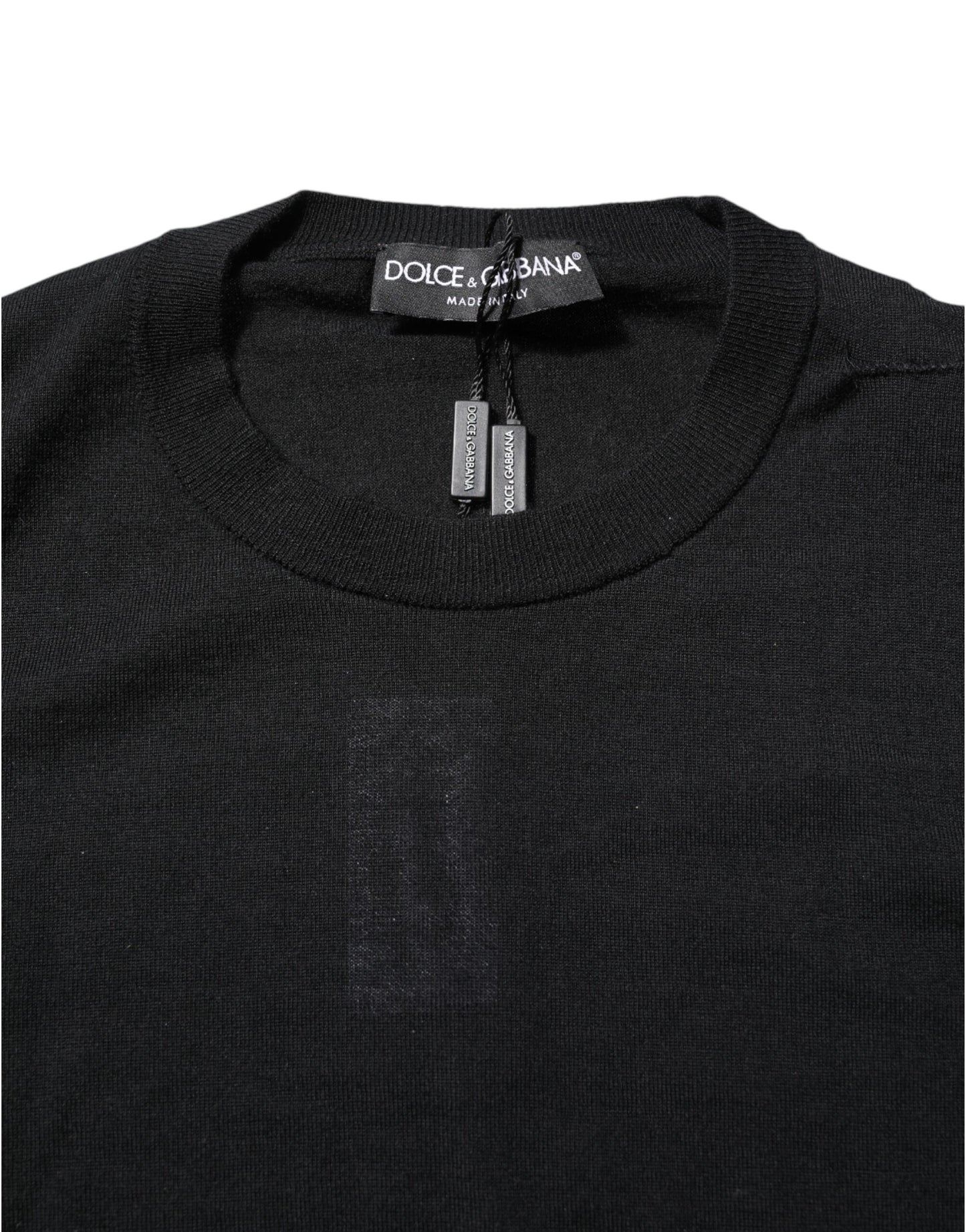 Dolce & Gabbana Black Cashmere Crew Neck Long Sleeves T-shirt