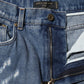 Dolce & Gabbana Blue Tattered High Waist Women Denim Jeans