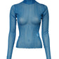 Dolce & Gabbana Blue See Through Turtleneck Long Sleeves Top