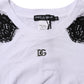 Dolce & Gabbana White Floral Lace DG Detailing Top T-shirt