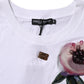 Dolce & Gabbana White Floral Lace DG Detailing Cropped T-shirt