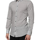 Dolce & Gabbana Gray Dotted Semi Fitted GOLD Men Formal Shirt