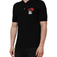 Dolce & Gabbana Black Wool DG Logo Rose Collared Polo T-shirt