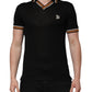 Dolce & Gabbana Black DG Silk V-neck Collared Men Polo T-shirt