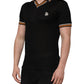 Dolce & Gabbana Black DG Silk V-neck Collared Men Polo T-shirt