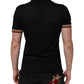 Dolce & Gabbana Black DG Silk V-neck Collared Men Polo T-shirt