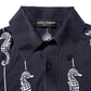 Dolce & Gabbana Dark Blue Sea Horse Collared Polo T-shirt