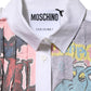 Moschino Couture White Printed Collared Button Mini Shirt Dress
