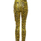 Dolce & Gabbana Yellow Leopard High Waist Slim Pants