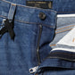 Dolce & Gabbana Blue Cotton High Waist Tapered Denim Jeans