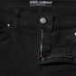 Dolce & Gabbana Black Cotton Logo Skinny MidWaist Denim Jeans
