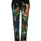Dolce & Gabbana Black Cotton Tropical Mid Waist Pants