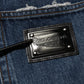 Dolce & Gabbana Blue Tattered Cotton Straight Denim Jeans