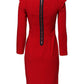 Armani Exchange Red Above Knee Long Sleeves Sheath Dress