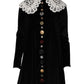 Dolce & Gabbana Black Velvet Lace Collared Embellished Dress