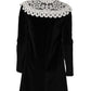 Dolce & Gabbana Black Velvet Lace Collared Embellished Dress