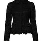 Dolce & Gabbana Black Floral Lace Cotton Collared Jacket