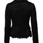 Dolce & Gabbana Black Floral Lace Cotton Collared Jacket
