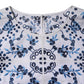 Dolce & Gabbana Blue Lace Eyelet Crew Neck Blouse Top