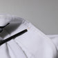 Dolce & Gabbana White Rose Embroidery Collared Shirt Top