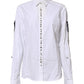Dolce & Gabbana White Crystal Embellished Collared Shirt Top