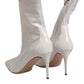 Elisabetta Franchi White Stiletto Heels Mid Calf Boots Shoes