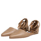 Max Mara Beige Leather Pointed Toe Sandals Ballet Flat Shoes