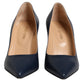 Sergio Rossi Blue Leather Pointed Toe Block Heels Shoes