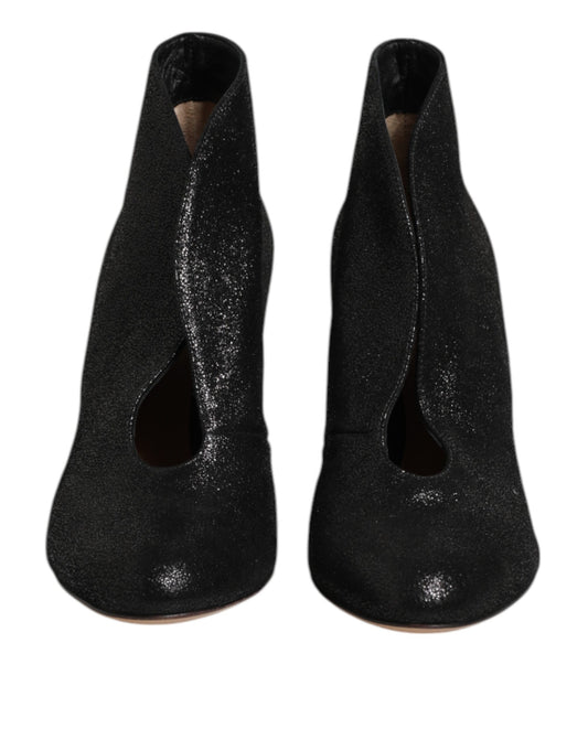 Gianvito Rossi Metallic Black Pump Stiletto Heels Shoes