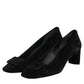 DEL CARLO Black Suede Leather Slip On High Heels Pump Shoes
