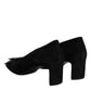 DEL CARLO Black Suede Leather Slip On High Heels Pump Shoes