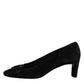 DEL CARLO Black Suede Leather Slip On High Heels Pump Shoes