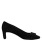 DEL CARLO Black Suede Leather Slip On High Heels Pump Shoes