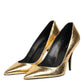 Patrizia Pepe Gold Patent Leather High Heels Pump Shoes