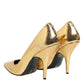 Patrizia Pepe Gold Patent Leather High Heels Pump Shoes