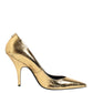 Patrizia Pepe Gold Patent Leather High Heels Pump Shoes
