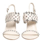 ASH White Block Heeled Studded Quarter Strap Sandals Shoes