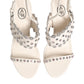 ASH White Block Heeled Studded Quarter Strap Sandals Shoes