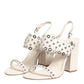 ASH White Block Heeled Studded Quarter Strap Sandals Shoes