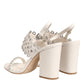 ASH White Block Heeled Studded Quarter Strap Sandals Shoes