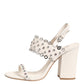 ASH White Block Heeled Studded Quarter Strap Sandals Shoes