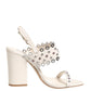 ASH White Block Heeled Studded Quarter Strap Sandals Shoes