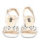 Nine West White Block Heeled Studded Wrap Strap Sandals Shoes