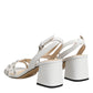 Nine West White Block Heeled Studded Wrap Strap Sandals Shoes