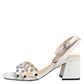Nine West White Block Heeled Studded Wrap Strap Sandals Shoes