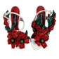 Dolce & Gabbana White Leather Floral Detailing Sandals Shoes