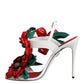 Dolce & Gabbana White Leather Floral Detailing Sandals Shoes
