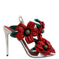 Dolce & Gabbana White Leather Floral Detailing Sandals Shoes